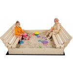 Sun Active Dřevěné pískoviště s lavičkami Sunny surové 140 cm – Zboží Dáma