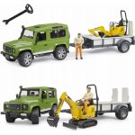 Bruder 2593 Land Defender s přívěsem a JCB mikrobagrem – Zboží Dáma