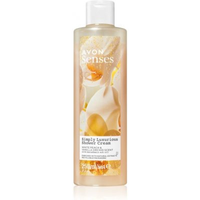 Avon Simply Luxurious Krémový sprchový gel s vůní broskve a vanilkové orchideje 250 ml