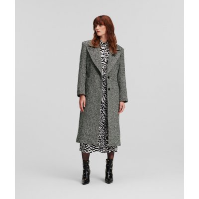 Karl Lagerfeld Herringbone Coat černá – Zboží Dáma