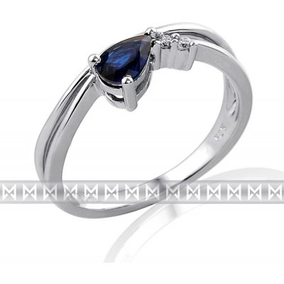 Klenoty Budín Diamantový prsten se safírem modrý safír 3860129 0 92 – Zboží Dáma