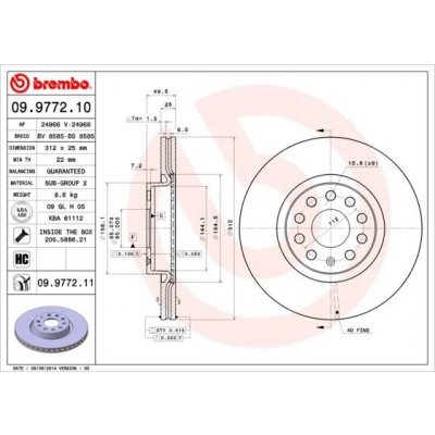 Brzdový kotouč BREMBO 09.9772.11 – Zboží Mobilmania