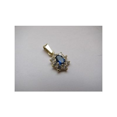 Zlato Minerály Zlatý přívěsek modrý safír a zirkony 1490 970SLN – Zboží Mobilmania