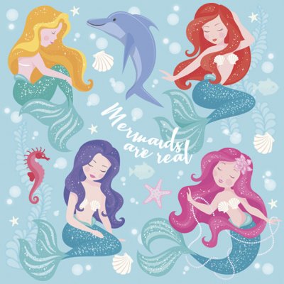 Ubrousky DAISY L Pastel Mermaids – Zboží Dáma