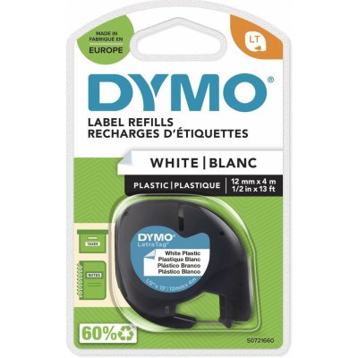 Dymo LetraTag páska plastová 12mm x 4m, bílá, 59422, S0721660 – Zboží Živě