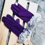 luxusní zateplené rukavice s kožíškem vhodné i pro dotykové telefony fialová – Zboží Mobilmania
