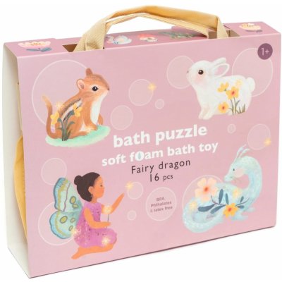 Petit Monkey Pěnové dětské puzzle do vany Fairy 16 ks růžová barva plast – Zboží Dáma