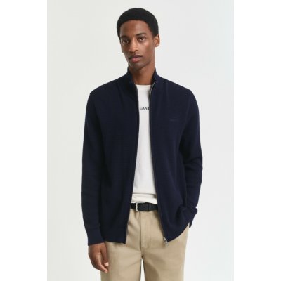 Gant Textured Cotton Merino Cardigan Evening Blue – Zboží Mobilmania