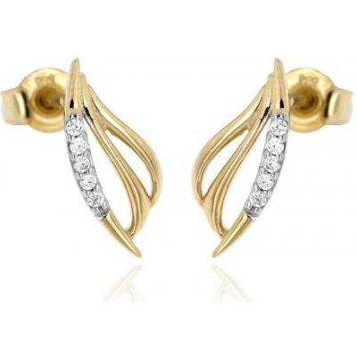 Zlatnictví U Kostela zlaté náušnice lístečky s kamínky 458 – Zboží Dáma