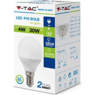 V-tac LED žárovka E14 4W teplá bílá – Zbozi.Blesk.cz
