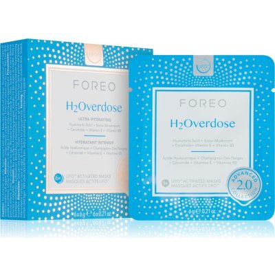 FOREO UFO™ H2Overdose Hydrating Mask Hydratační maska na obličej pro suchou pleť 6 x 6 g – Zboží Mobilmania