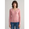 Dámský svetr a pulovr Gant svetr STRETCH COTTON CABLE V-NECK růžová