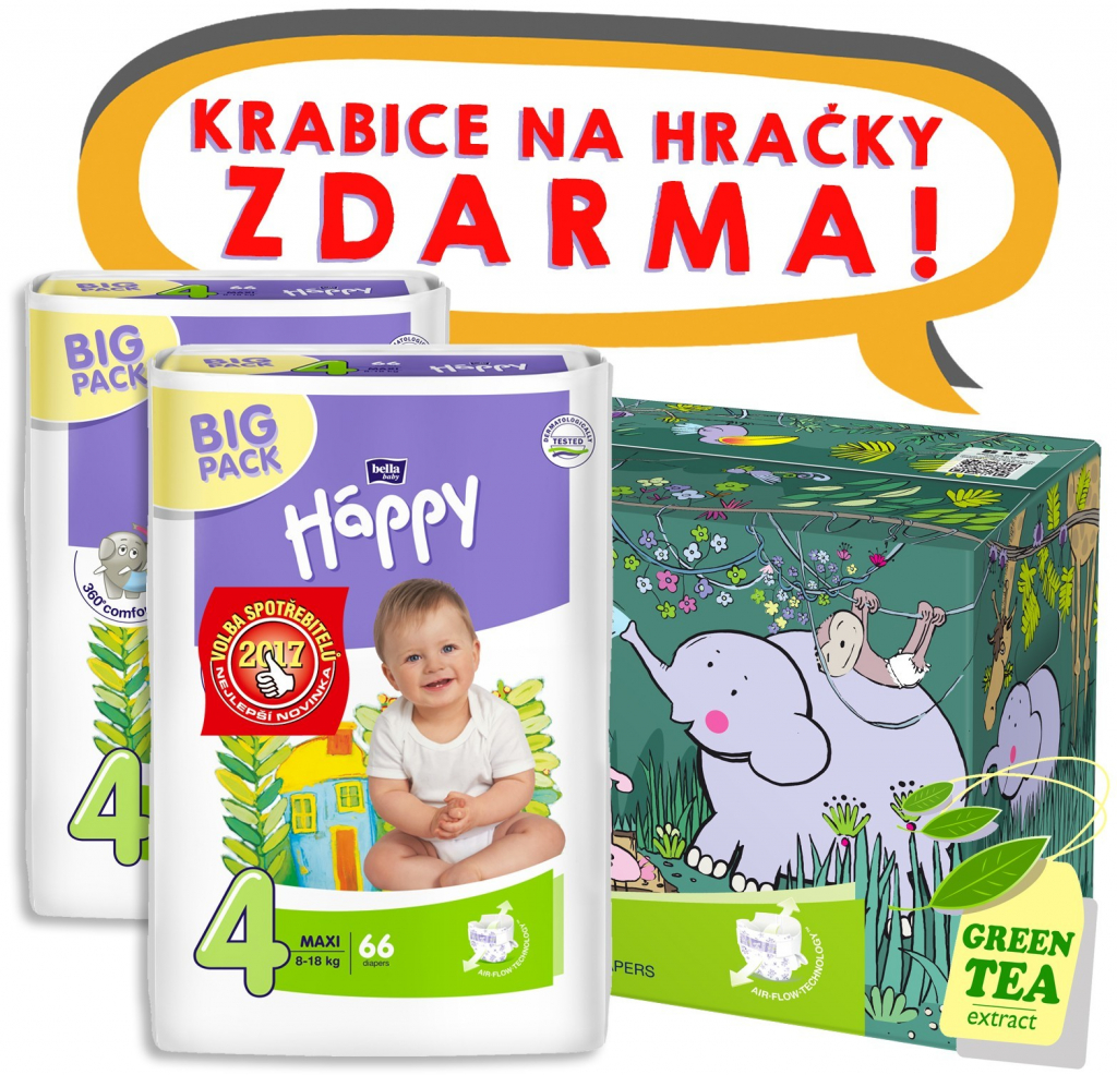 Bella Baby Happy Maxi 8-18 kg 2 x 66 ks od 729 Kč - Heureka.cz