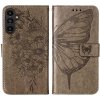 Pouzdro a kryt na mobilní telefon Samsung Protemio 70562 Art BUTTERFLY Peněženkový obal Samsung Galaxy A15/A15 5G šedý