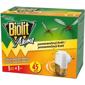 Biolit elektrický odpařovač proti komárům 1 náplň 45 nocí Pomerančový květ