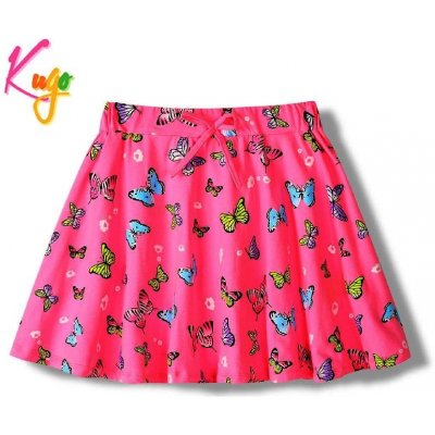 Kugo dívčí sukně HS9275 dívčí bavlněná sukně s motýly tmavě růžová – Zboží Mobilmania