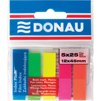 Záložky samol. DONAU, fóliové - 12 x 45 mm, 5 x 25 l., assort – Hledejceny.cz