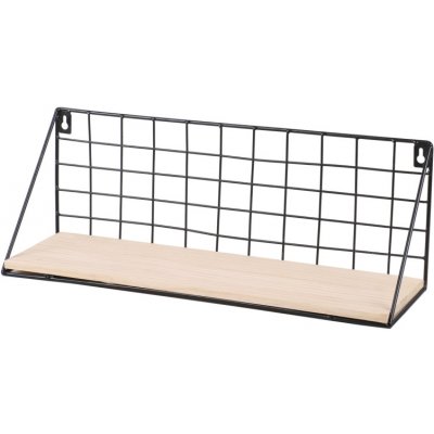 DOCHTMANN Nástěnná police obdelník 45 x 13 x 16cm, kov, dřevo, černá – Sleviste.cz