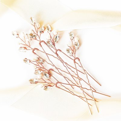 Sada 6 vlásenky se zirkony a perličkami rose gold – Zbozi.Blesk.cz