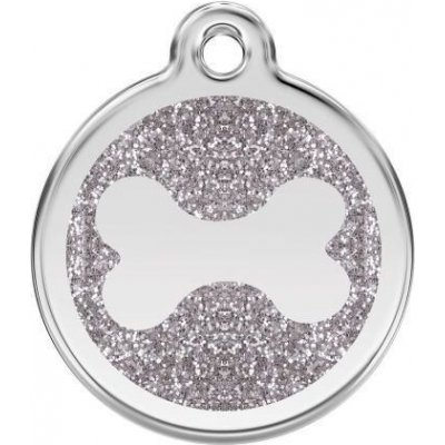 Red Dingo známka Bone Glitter Silver Kost stříbrná třpytivá S 20 mm – Hledejceny.cz