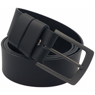 Opaskujse kožený opasek černá kůže spona broušená hranatá kovová – Zboží Dáma