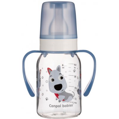 Canpol babies 11/823 láhev s potiskem Cute Animals s úchyty blue 120 ml – Zboží Mobilmania