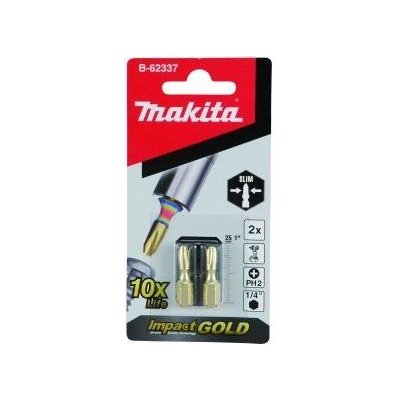 Makita Impact GOLD super slim torsní bit PH2-25mm 2pcs B-62337 – Zboží Mobilmania