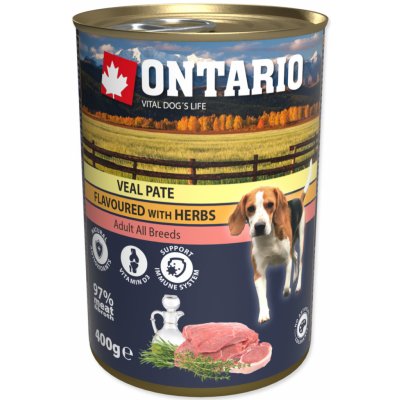 Konzerva ONTARIO Dog Veal Pate Flavoured with Herbs, 400 g