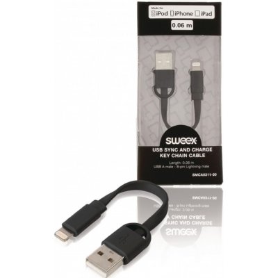 Sweex SMCA0311-00 Synchronizační a nabíjecí USB na klíče, zástrčka USB A – 8-pin zástrčka Lightning, 0,1m, černý – Hledejceny.cz