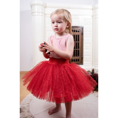 Jsem máma Dětská tylová sukně se třpytkami Červená – Zboží Mobilmania