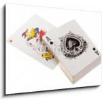 Skleněný obraz 1D - 100 x 70 cm - Playing cards, an ace and a joker Hrací karty, eso a žolík