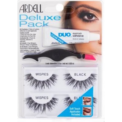 Ardell Wispies Deluxe Pack Wispies 2 páry + lepidlo na řasy Duo 2,5 g + aplikátor Black