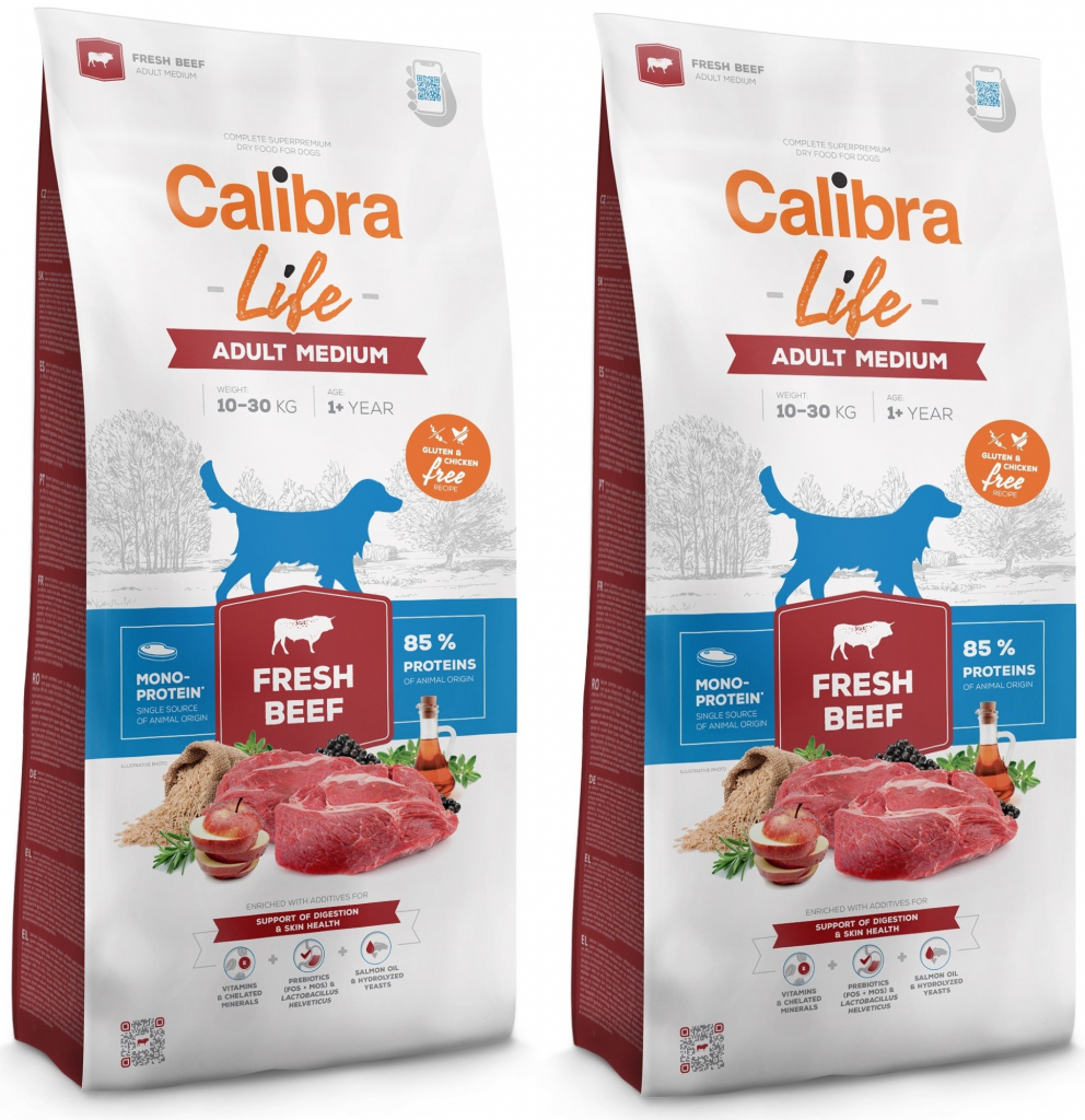 Calibra Dog Life Adult Medium Fresh Beef 2 x 12 kg
