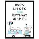 Plakát k narozeninám Hugs kisses 40X50 cm + černý rám
