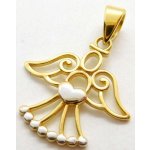 Klenoty Budín Dámský zlatý přívěsek z bílého a žlutého zlata andělíček 03022 – Zboží Dáma