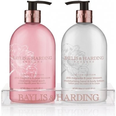 Baylis & Harding Tekuté mýdlo + mléko na ruce Růžová magnólie a Hruškový květ, 2x500 ml