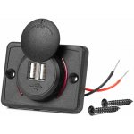 Nabíječka do auta 2x USB čtvercová s ČERVENÝM POUZE podsvícením 12/24V vodotěsná AMiO-04230, , , | Zboží Auto