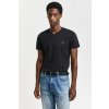 Pánské Tričko Gant SLIM SHIELD V-NECK T-SHIRT BLACK