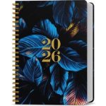 Oskar Twin A5 Týdenní 2026 Modré listy – Zboží Dáma