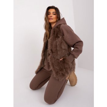 Italy Moda chlupatá kožíšková vesta at-kz-2375.00p brown