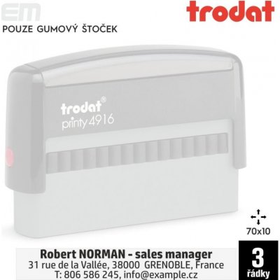 Trodat Razítko 4916,70x10mm - pouze gumový štoček – Zboží Mobilmania