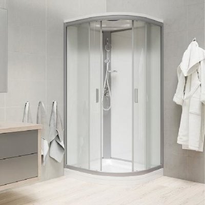 Mereo Sprchové boxy - Sprchový box 900x900 mm, se stříškou, satin/bílá/sklo Point CK35122KMSW – Zboží Mobilmania