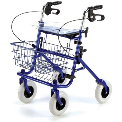 DMA Čtyřkolové chodítko 100 - modré—Skládací rám se sedátkem, nastavitelná výška, brzdy – Zboží Dáma