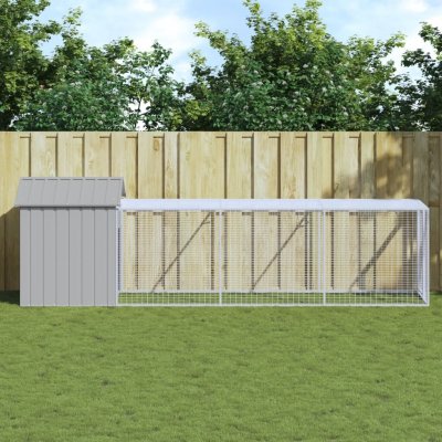 vidaXL Kurník s výběhem světle šedý 117x405x123 cm pozinkovaná ocel 9799.3189074 – Zbozi.Blesk.cz