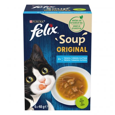 Felix Soup Original s treskou tuňákem a platýsem 6 x 48 g – Sleviste.cz