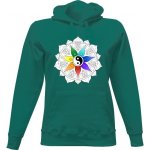 Dámská mikina s kapucí s potiskem Vybarvovací mandala vzor Čakry Nefritově zelená – Zboží Dáma