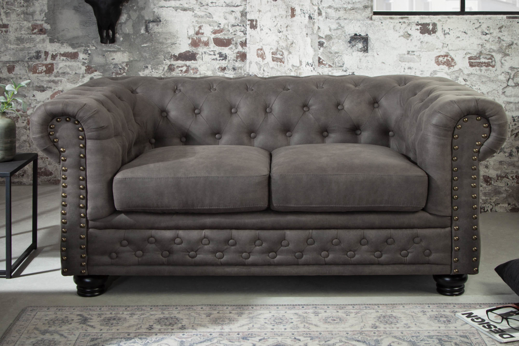 LuxD Chesterfield II 150 cm šedá antik