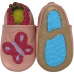 Carozoo kožené capáčky s koženou podrážkou růžový motýlek růžová – Sleviste.cz