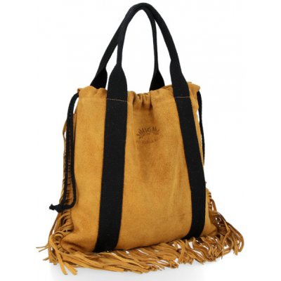 Vittoria Gotti Italské kožené dámské kabelky shopper Bag Boho Style Světle Zrzavá – Zboží Mobilmania