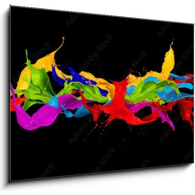 Skleněný obraz 1D - 100 x 70 cm - abstract color splashes on black background abstraktní barevné cákance na černém pozadí – Hledejceny.cz